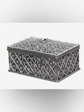 Silver Filigree Trinket Box Decorative Accent
